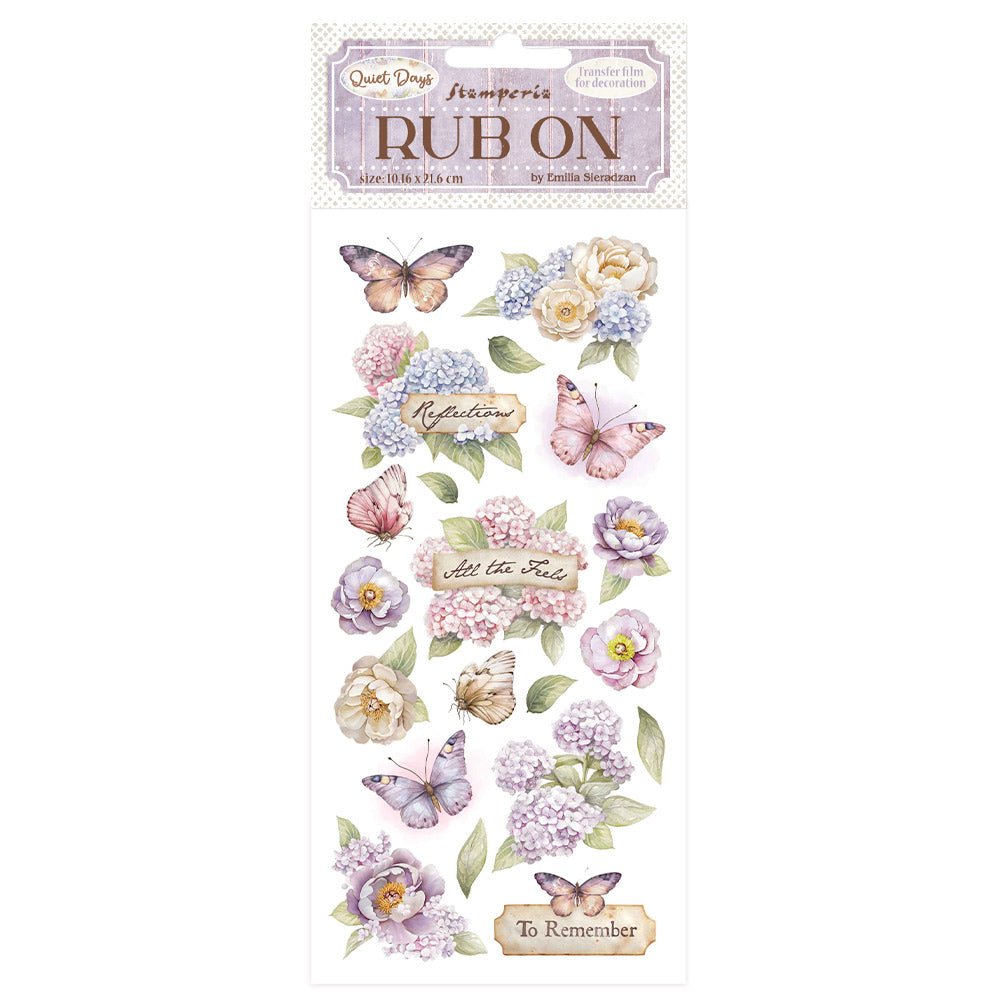 Rub - on - Quiet Days - Hydrangea and Butterfly - 1 - Stamperia - Tidformera