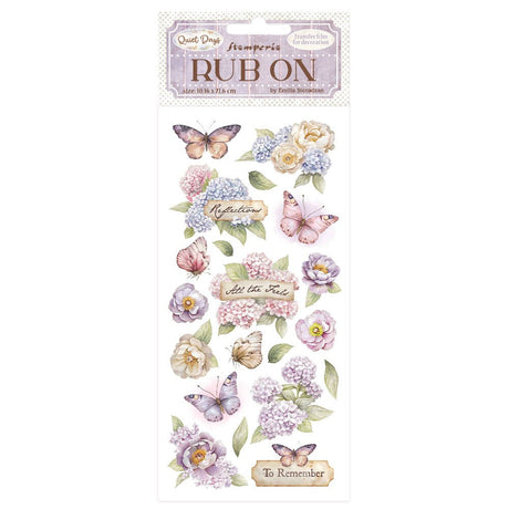 Rub - on - Quiet Days - Hydrangea and Butterfly - 1 - Stamperia - Tidformera