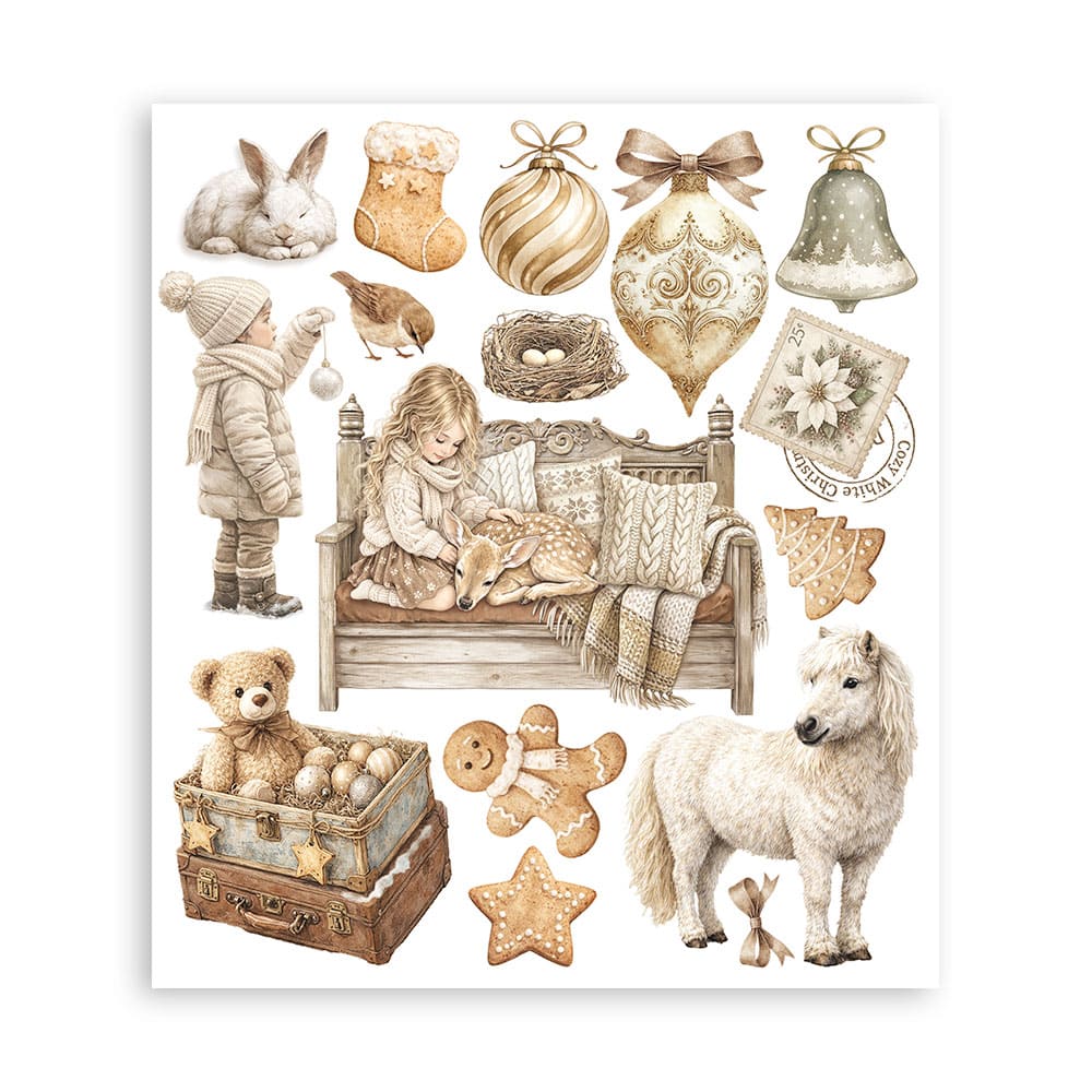 Rub-On Selection 20,5 x 23 cm - White Christmas - 3 - Stamperia - Tidformera