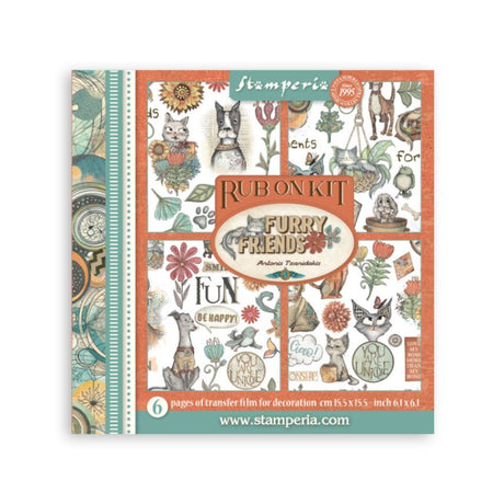 Rub - On Set 6 - pack - Furry Friends - 1 - Stamperia - Tidformera