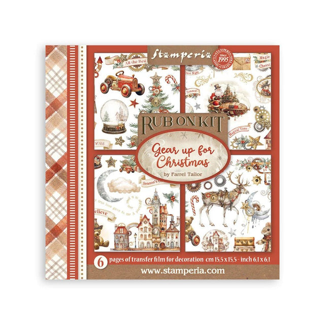 Rub - On Set 6 - pack - Gear up for Christmas - 1 - Stamperia - Tidformera
