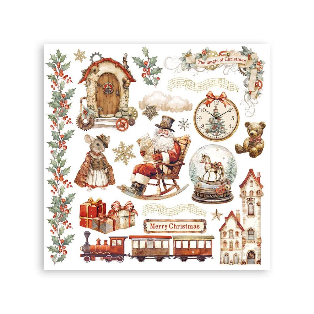 Rub - On Set 6 - pack - Gear up for Christmas - 6 - Stamperia - Tidformera