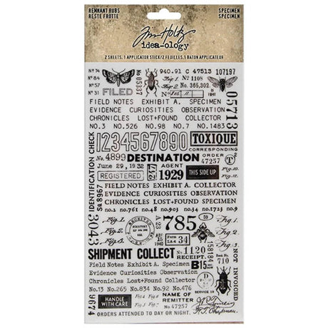 Rub-ons Idea-ology Remnant Rubs - Specimen - 1 - Tim Holtz - Tidformera