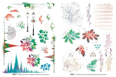Rub - ons Transfer Set - Vintage Christmas - 2 - Arden Creative Studio - Tidformera