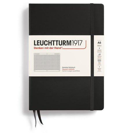 Rutad skrivbok Lt A5 Hård pärm Black - 1 - Leuchtturm1917 - Tidformera