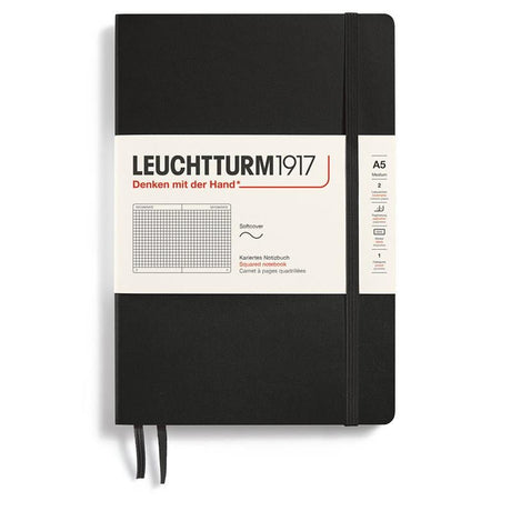 Rutad skrivbok Lt A5 Mjuk pärm Black - 1 - Leuchtturm1917 - Tidformera