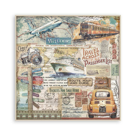 Scrapbookingpapper - Art of Travelling - Maxi Pad - 2 - Stamperia - Tidformera