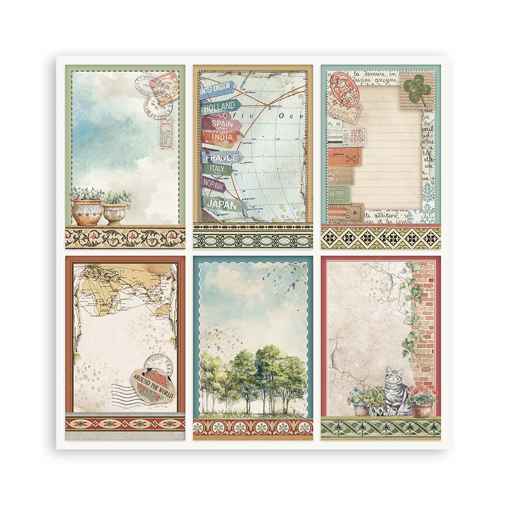 Scrapbookingpapper - Art of Travelling - Maxi Pad - Stamperia - Tidformera