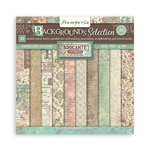 Scrapbookingpapper - Backgrounds - Brocante Antiques - Stamperia - Tidformera