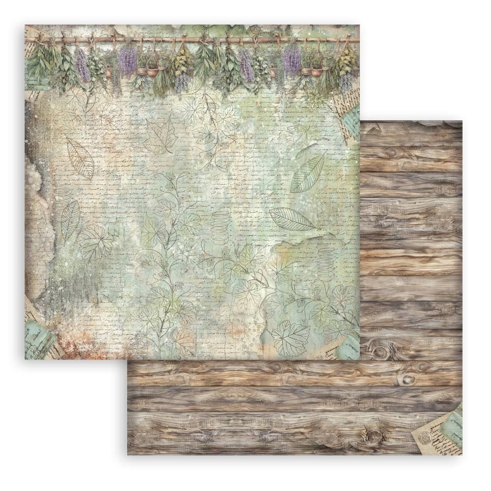 Scrapbookingpapper - Backgrounds - Herbarium Silvae - 8 - Stamperia - Tidformera