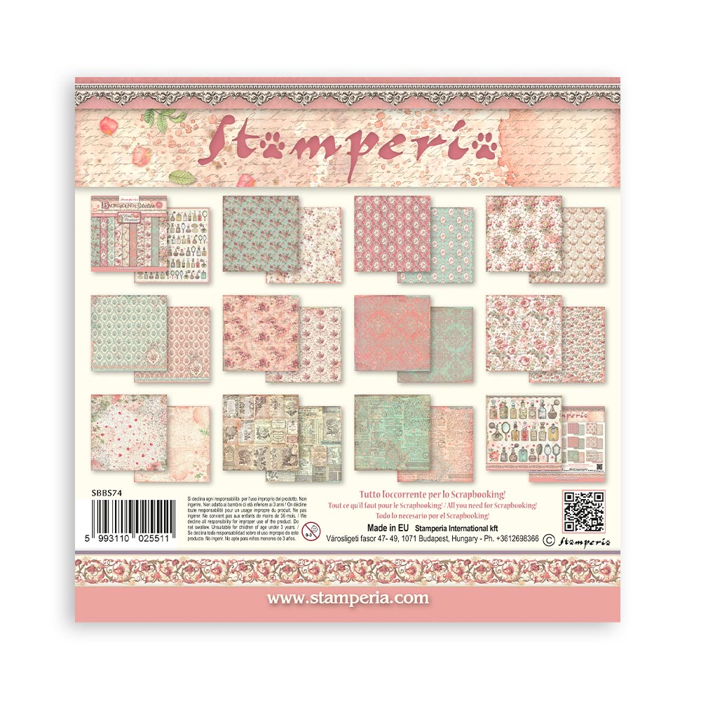 Scrapbookingpapper - Backgrounds - Rose Parfum - Stamperia - Tidformera