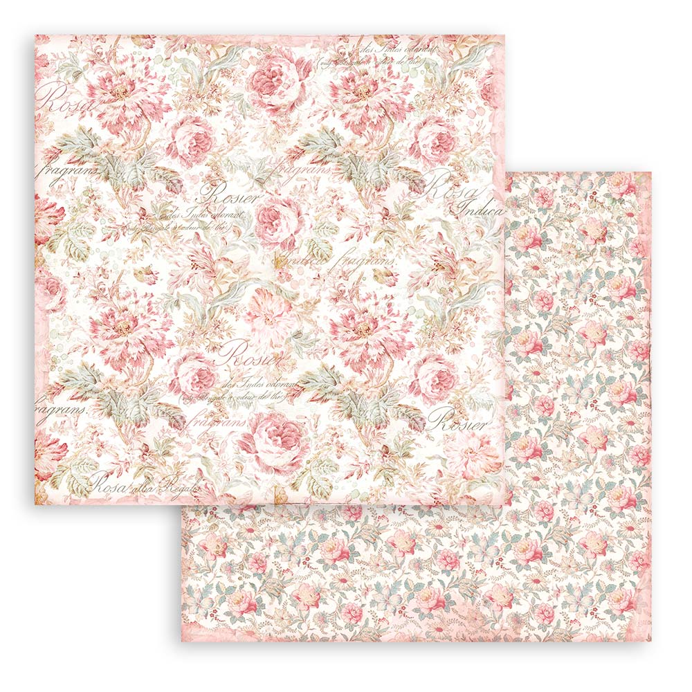 Scrapbookingpapper - Backgrounds - Rose Parfum - Stamperia - Tidformera