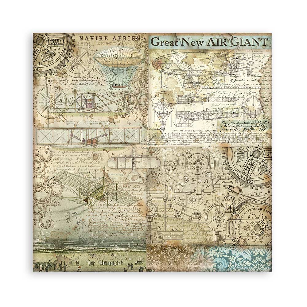 Scrapbookingpapper - Backgrounds - Sir Vagabond Aviator - Stamperia - Tidformera