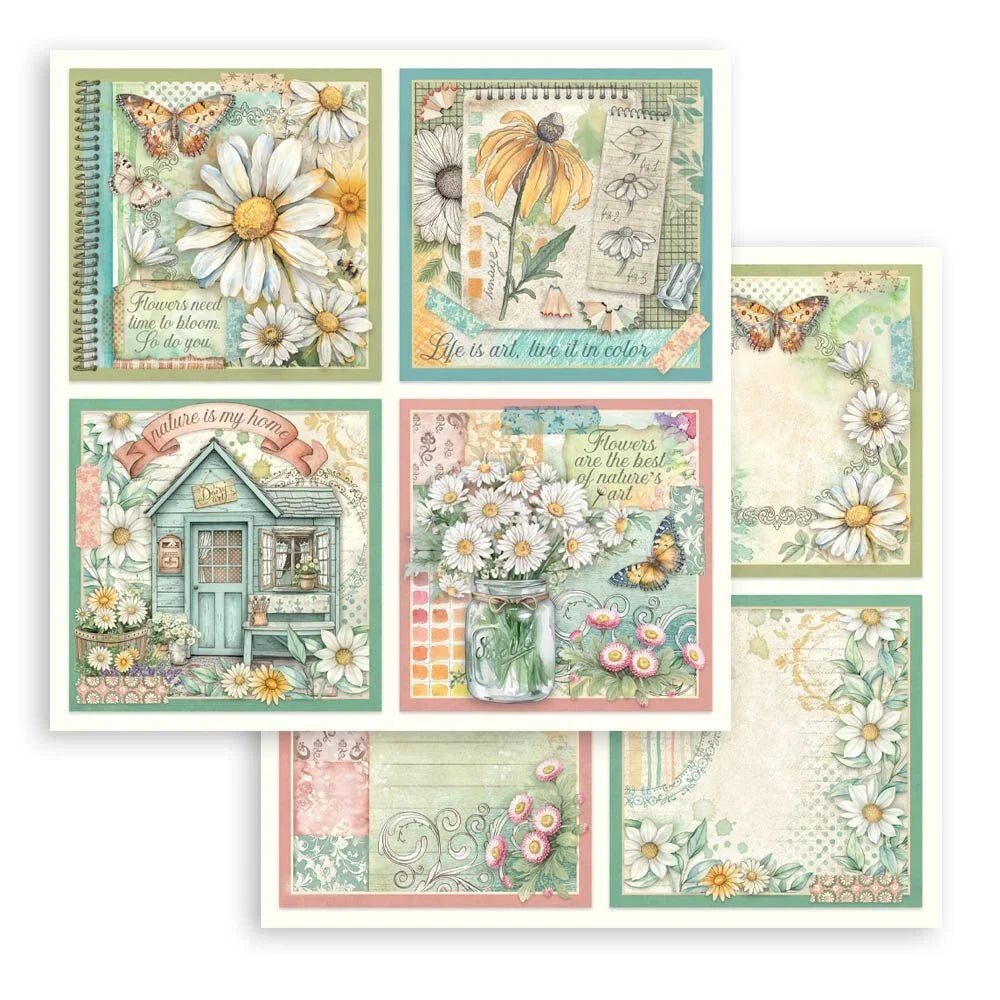 Scrapbookingpapper - Double faced - Daisy Art - 8 - Stamperia - Tidformera