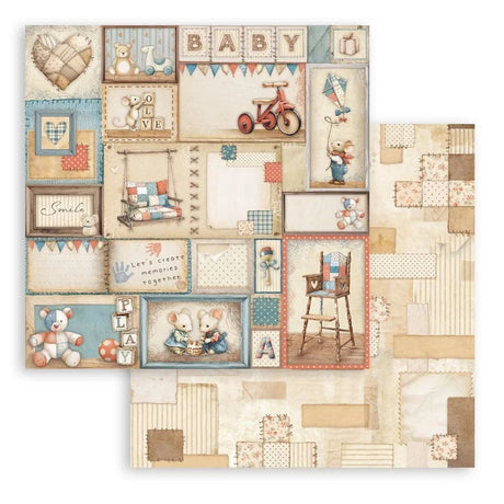 Scrapbookingpapper - Double faced - Mini Pad - Baby - 2 - Stamperia - Tidformera