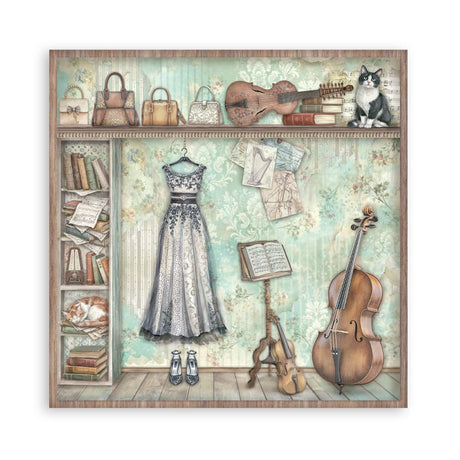 Scrapbookingpapper - Double faced - Symphony - 14 - Stamperia - Tidformera
