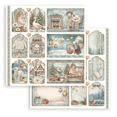 Scrapbookingpapper - Double faced - White Christmas - 27 - Stamperia - Tidformera
