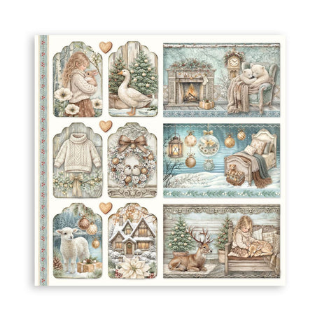 Scrapbookingpapper - Double faced - White Christmas - 28 - Stamperia - Tidformera