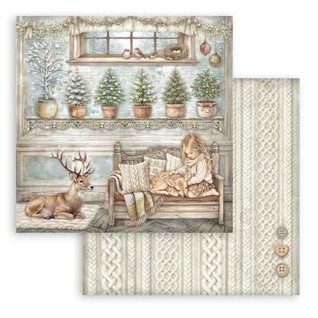 Scrapbookingpapper - Double faced - White Christmas - 6 - Stamperia - Tidformera