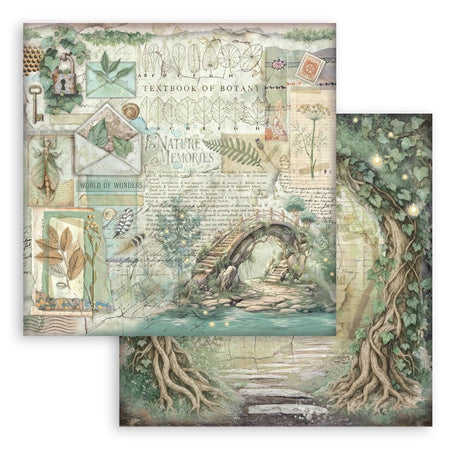Scrapbookingpapper - Herbarium Silvae - Double faced - 5 - Stamperia - Tidformera