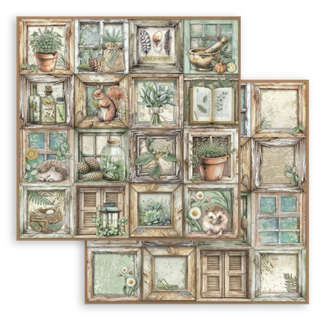 Scrapbookingpapper - Herbarium Silvae - Double faced - 6 - Stamperia - Tidformera