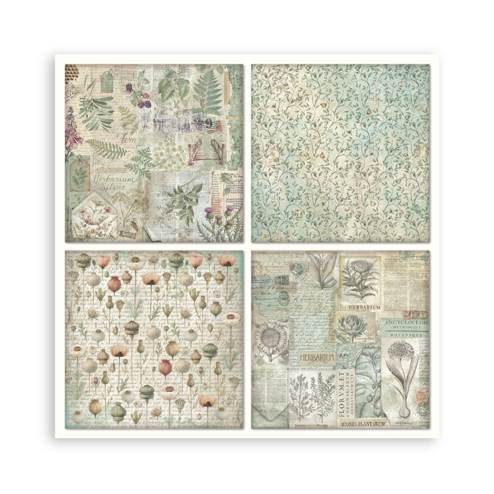 Scrapbookingpapper - Herbarium Silvae - Maxi Pad - 16 - Stamperia - Tidformera