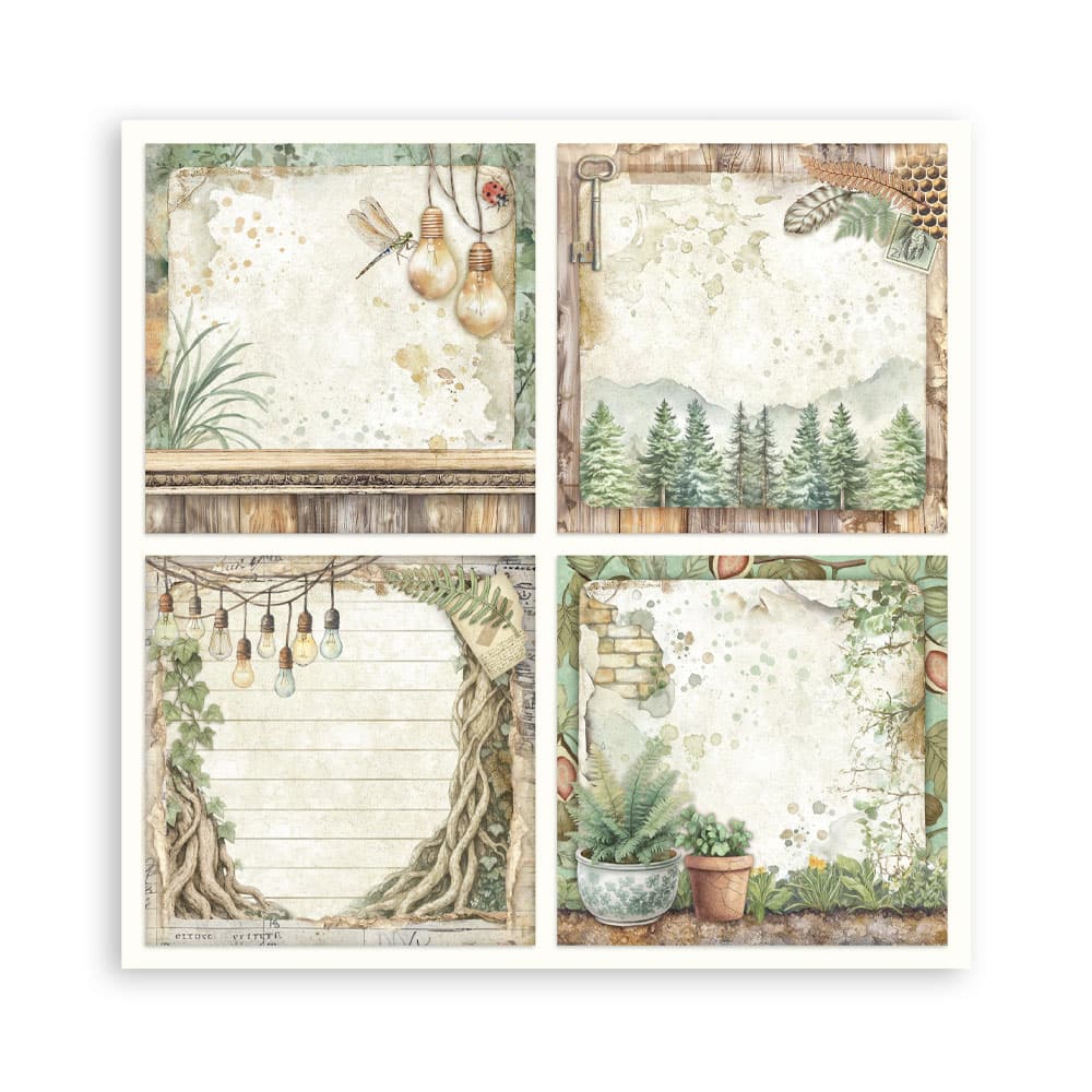 Scrapbookingpapper - Herbarium Silvae - Maxi Pad - 14 - Stamperia - Tidformera
