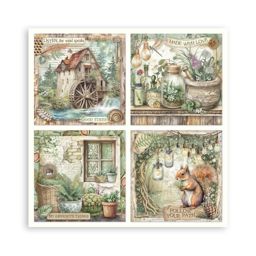 Scrapbookingpapper - Herbarium Silvae - Maxi Pad - 13 - Stamperia - Tidformera