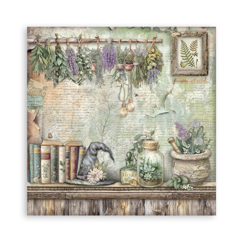 Scrapbookingpapper - Herbarium Silvae - Maxi Pad - 21 - Stamperia - Tidformera