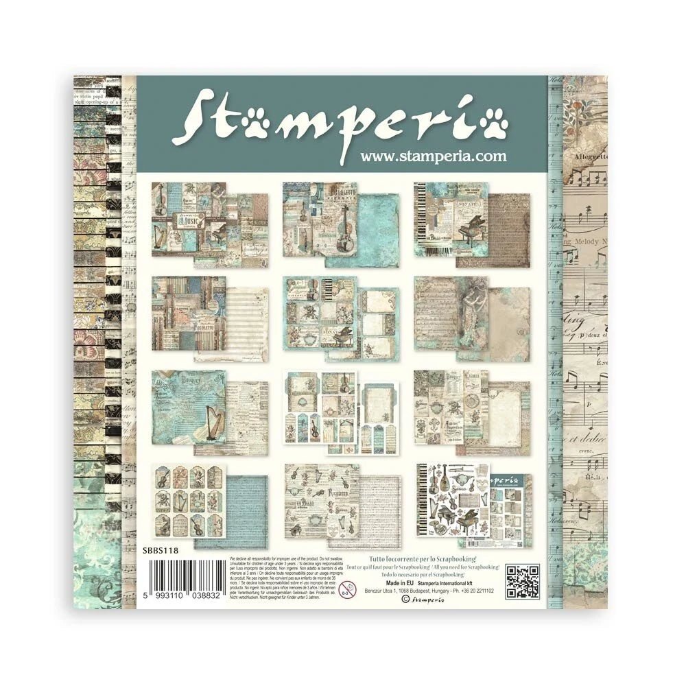 Scrapbookingpapper - Music - Stamperia - Tidformera