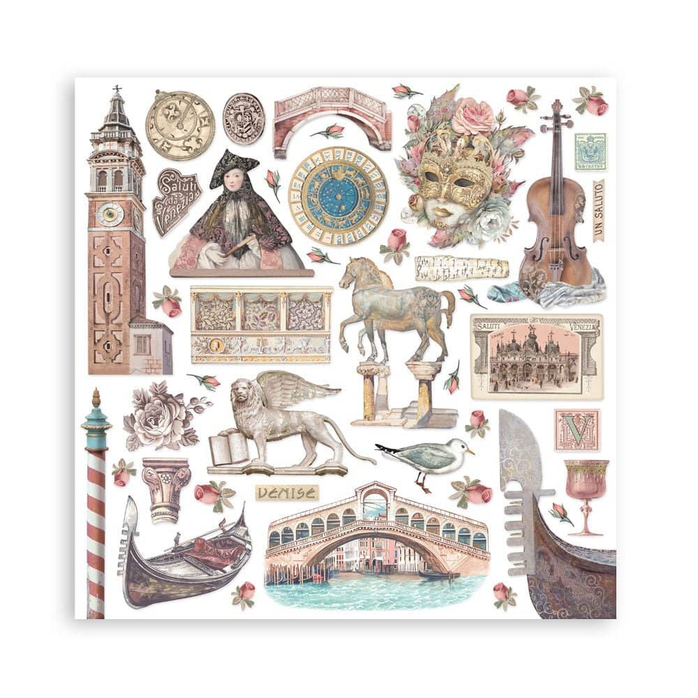 Scrapbookingpapper - Venice City of Art - Double faced - 12 - Stamperia - Tidformera