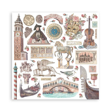 Scrapbookingpapper - Venice City of Art - Double faced - 12 - Stamperia - Tidformera