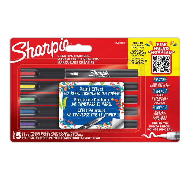 Sharpie Creative Markers Brush tip - 5 - pack - Förpackning med penselpennor med akrylbläck - Sharpie - Tidformera