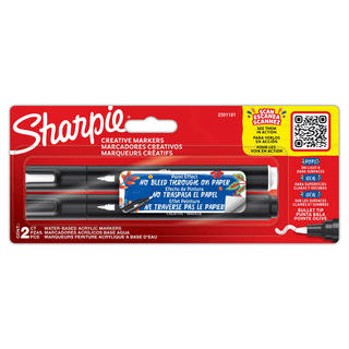 Sharpie Creative Markers Bullet tip - 2 - pack. Förpackning med en svart och en vit Creative marker från Sharpie. - Tidformera
