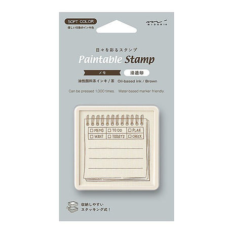 Stämpel Paintable Stamp Pre-inked - Memo - Brown - 1 - Midori - Tidformera