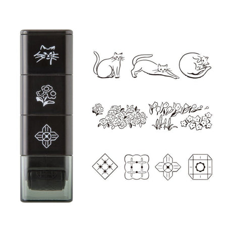 Stämpel Paintable Stamp Roller - Cat & Landscape - 2 - Midori - Tidformera