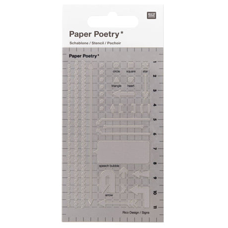 Stencil Paper Poetry Liten - Arrows från Rico Design. Förpackning med en stecil. Motiv med prickar, linjer och olika sorters pilar. - Tidformera