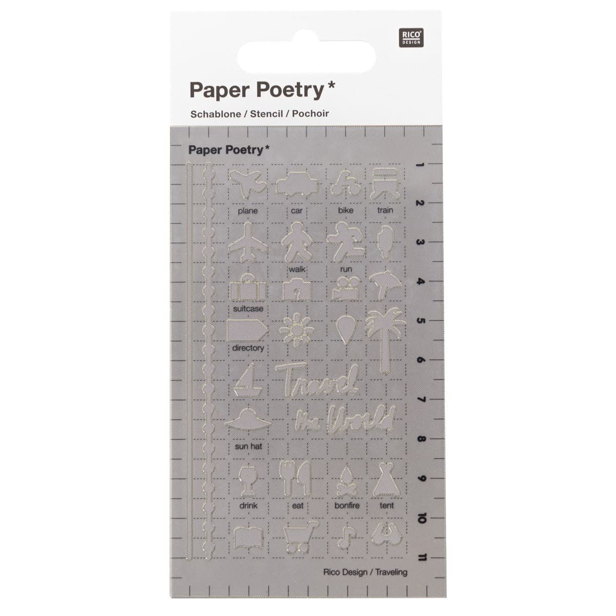 Stencil Paper Poetry Liten - Travel - Rico Design - Tidformera