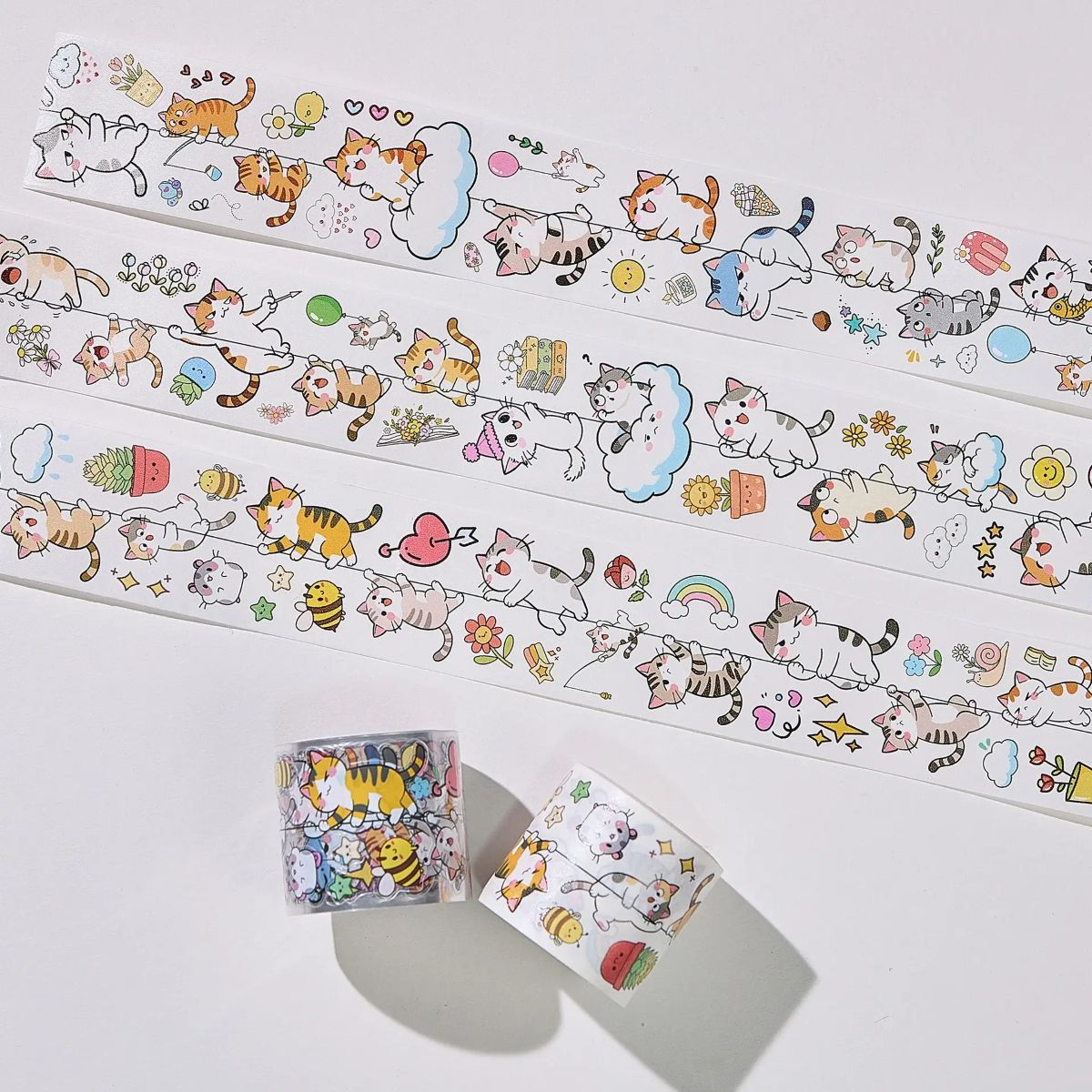Sticker Pet Tape - Pre-cut - 40 mm - Kitty Cascade - 1 - Washi Tape Shop - Tidformera