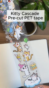 Sticker Pet Tape - Pre-cut - 40 mm - Kitty Cascade - 8 - Washi Tape Shop - Tidformera