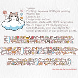 Sticker Pet Tape - Pre-cut - 40 mm - Kitty Cascade - 6 - Washi Tape Shop - Tidformera