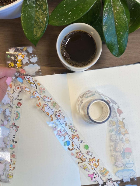 Sticker Pet Tape - Pre-cut - 40 mm - Kitty Cascade - 2 - Washi Tape Shop - Tidformera