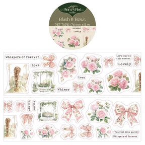 Sticker Pet Tape - Pre - cut - Blush & bows - 74 mm - 1 - Plan & Plot Studio - Tidformera