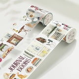 Sticker Pet Tape - Pre - cut - Cats and Books - 70 mm - Washi Tape Shop - Tidformera