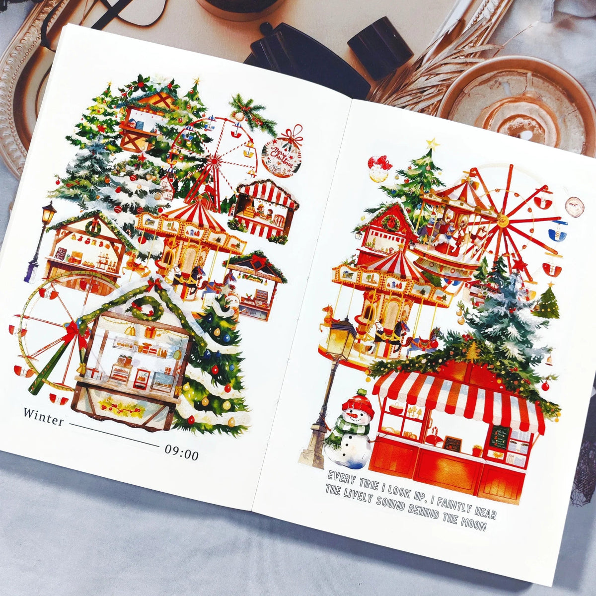 Sticker Pet Tape - Pre - cut - Christmas Market - 70 mm - Washi Tape Shop - Tidformera