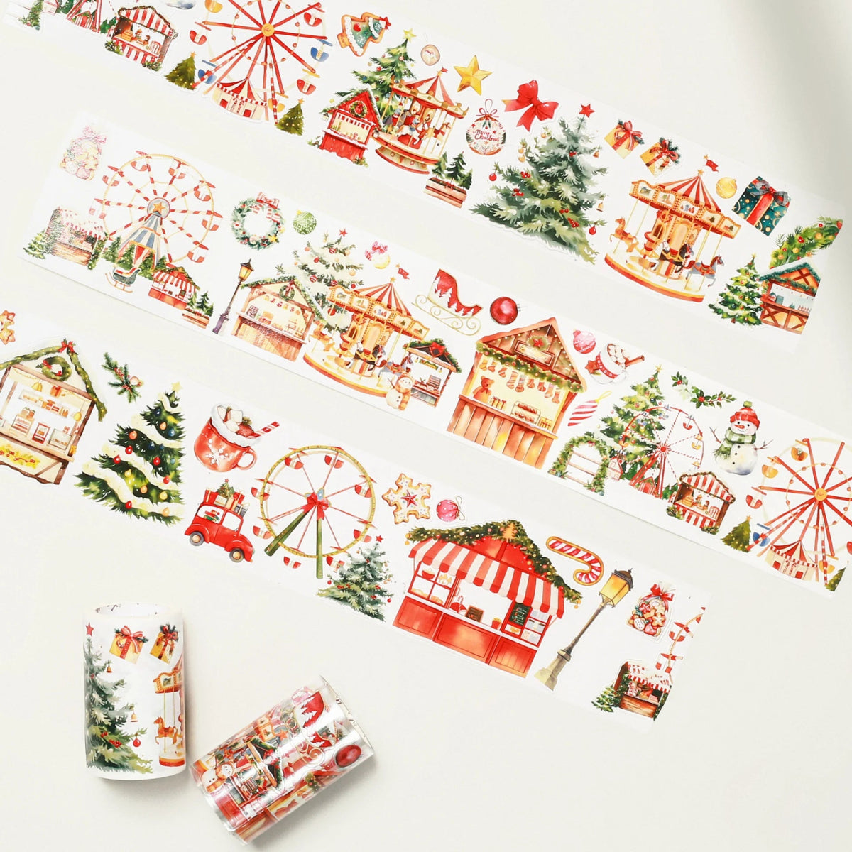 Sticker Pet Tape - Pre - cut - Christmas Market - 70 mm - Washi Tape Shop - Tidformera