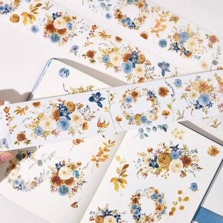 Sticker Pet Tape - Pre - cut - Dusty Blue & Cinnamon - 60 mm - 5 - Washi Tape Shop - Tidformera