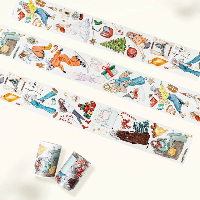 Sticker Pet Tape - Pre - cut - Fireside - 65 mm - 2 - Washi Tape Shop - Tidformera