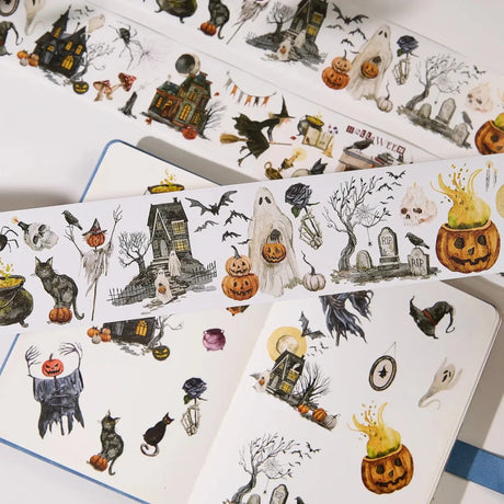 Sticker Pet Tape - Pre-cut - Haunted House - 65 mm - 4 - Washi Tape Shop - Tidformera
