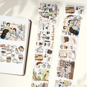 Sticker Pet Tape - Pre - cut - Life of Coffee - 70 mm - 1 - Washi Tape Shop - Tidformera